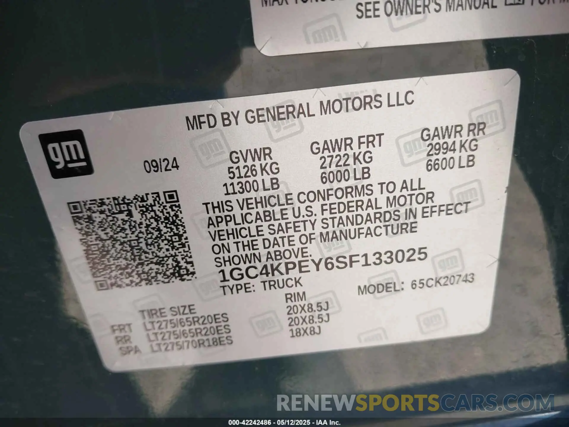 8 Photograph of a damaged car 1GC4KPEY6SF133025 CHEVROLET SILVERADO 2500HD 2025