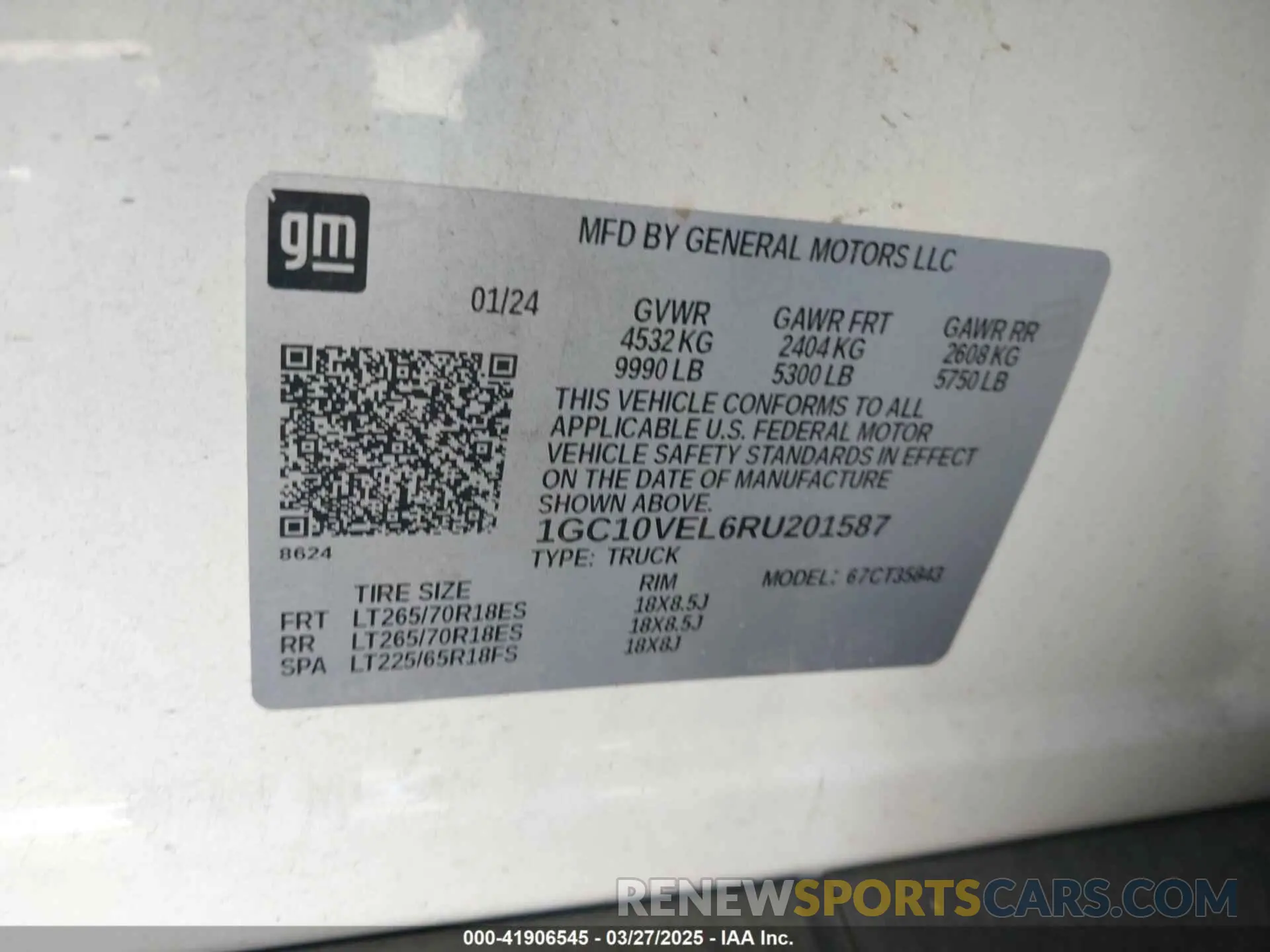 9 Photograph of a damaged car 1GC10VEL6RU201587 CHEVROLET SILVERADO EV 2024