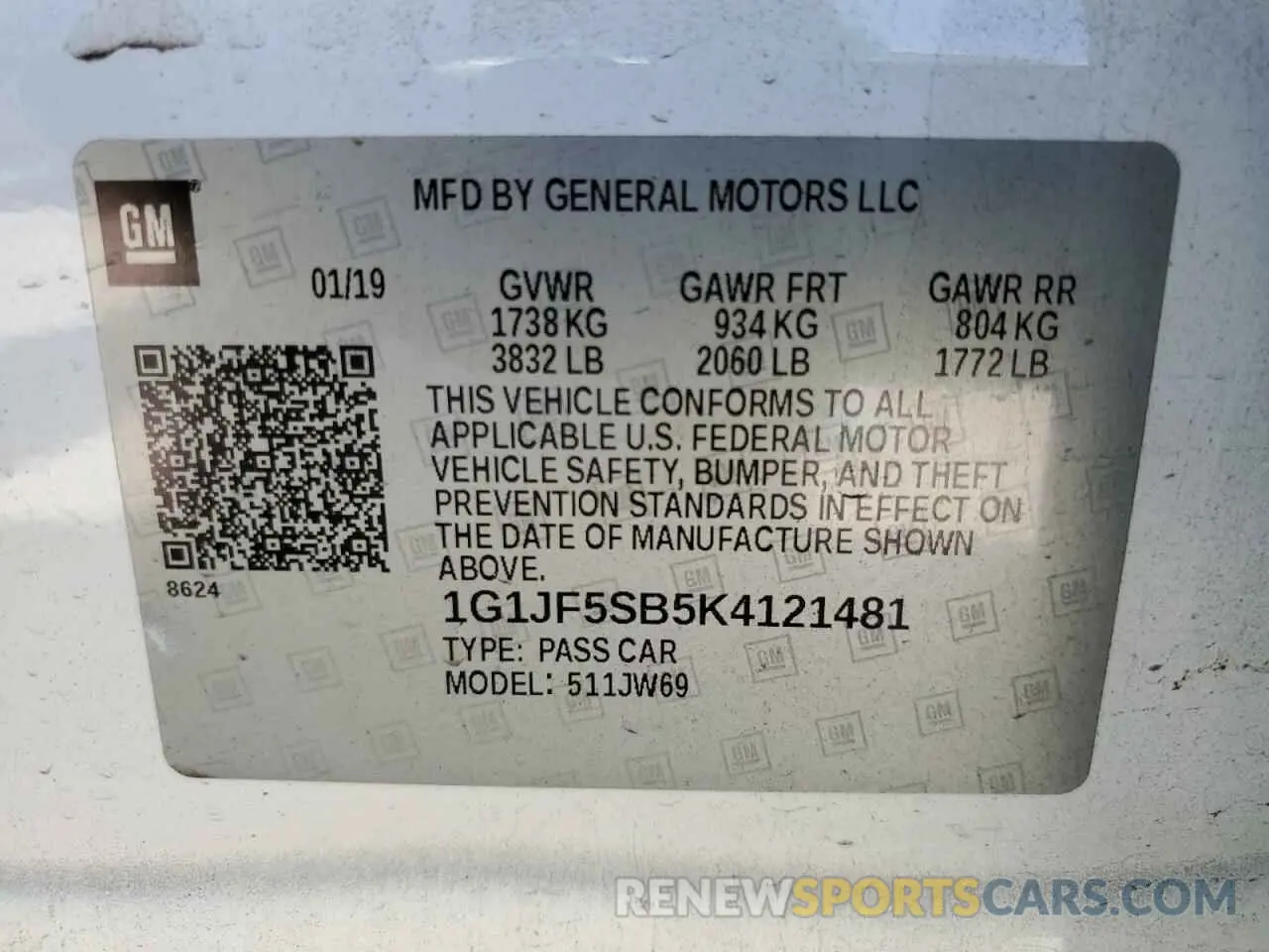 13 Фотография поврежденного автомобиля 1G1JF5SB5K4121481 CHEVROLET SONIC 2019
