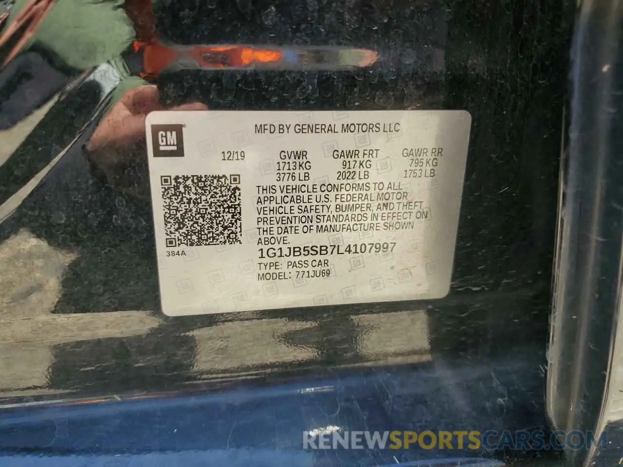 12 Photograph of a damaged car 1G1JB5SB7L4107997 CHEVROLET SONIC 2020
