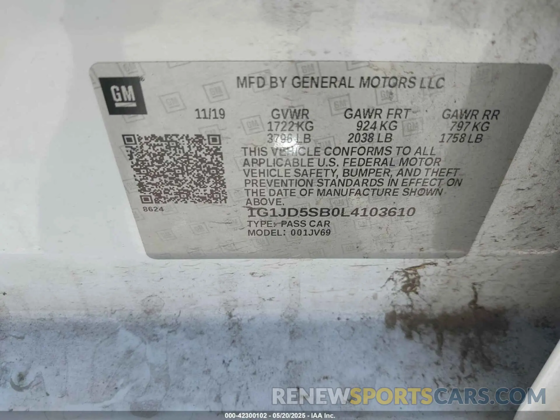 9 Photograph of a damaged car 1G1JD5SB0L4103610 CHEVROLET SONIC 2020