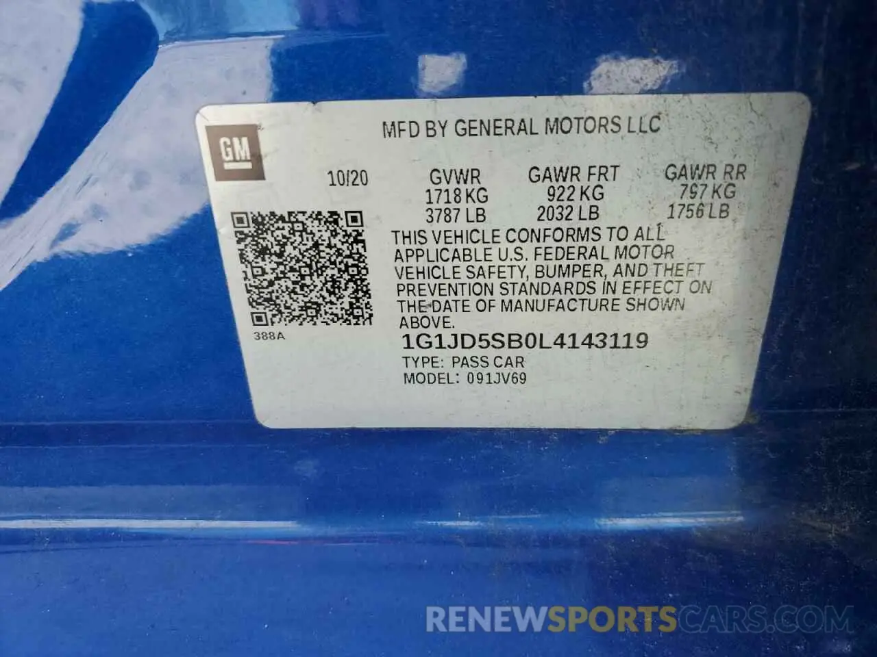 12 Фотография поврежденного автомобиля 1G1JD5SB0L4143119 CHEVROLET SONIC 2020