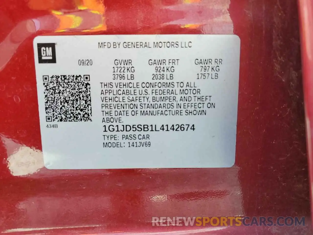 13 Фотография поврежденного автомобиля 1G1JD5SB1L4142674 CHEVROLET SONIC 2020