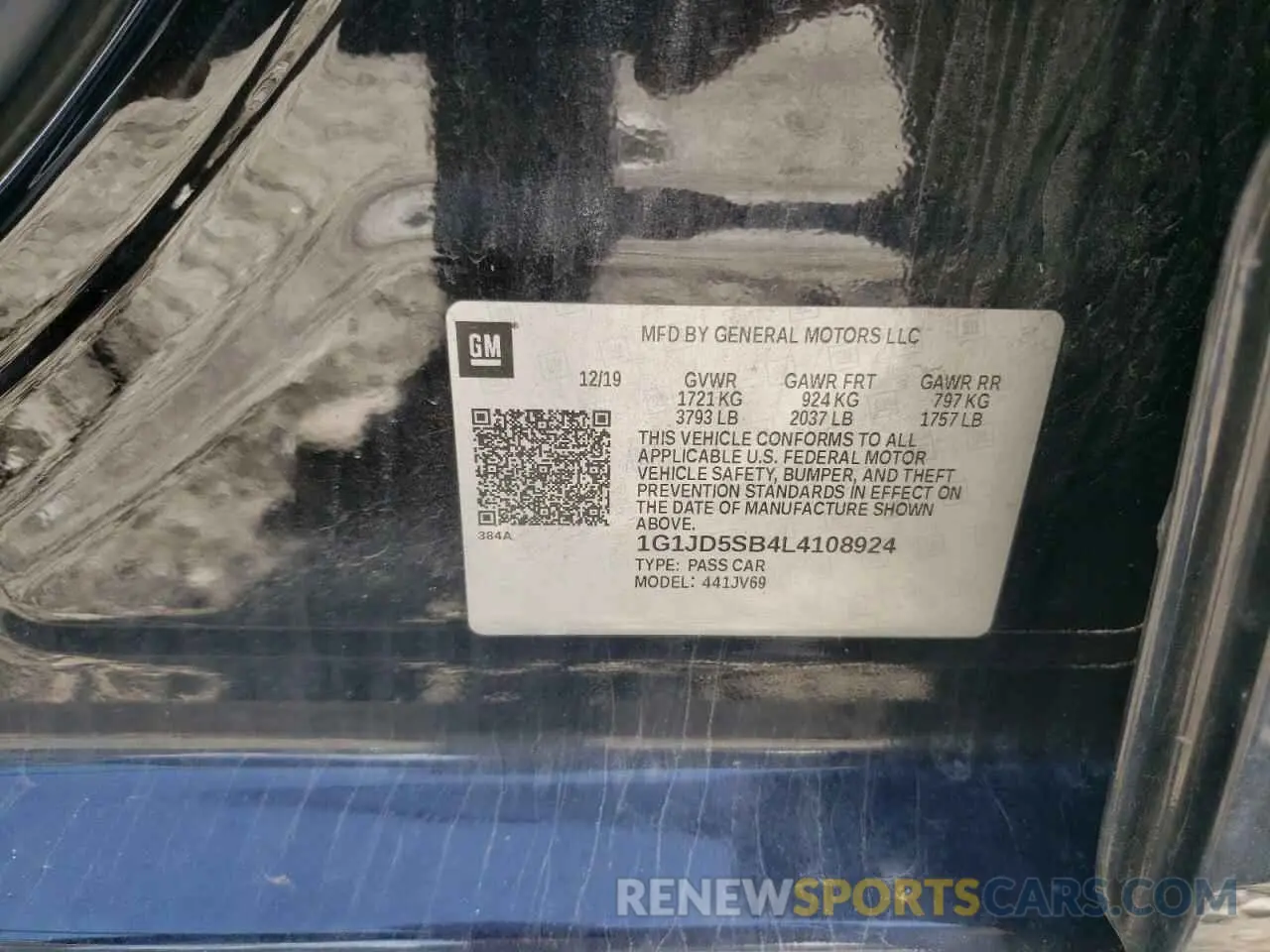 12 Photograph of a damaged car 1G1JD5SB4L4108924 CHEVROLET SONIC 2020