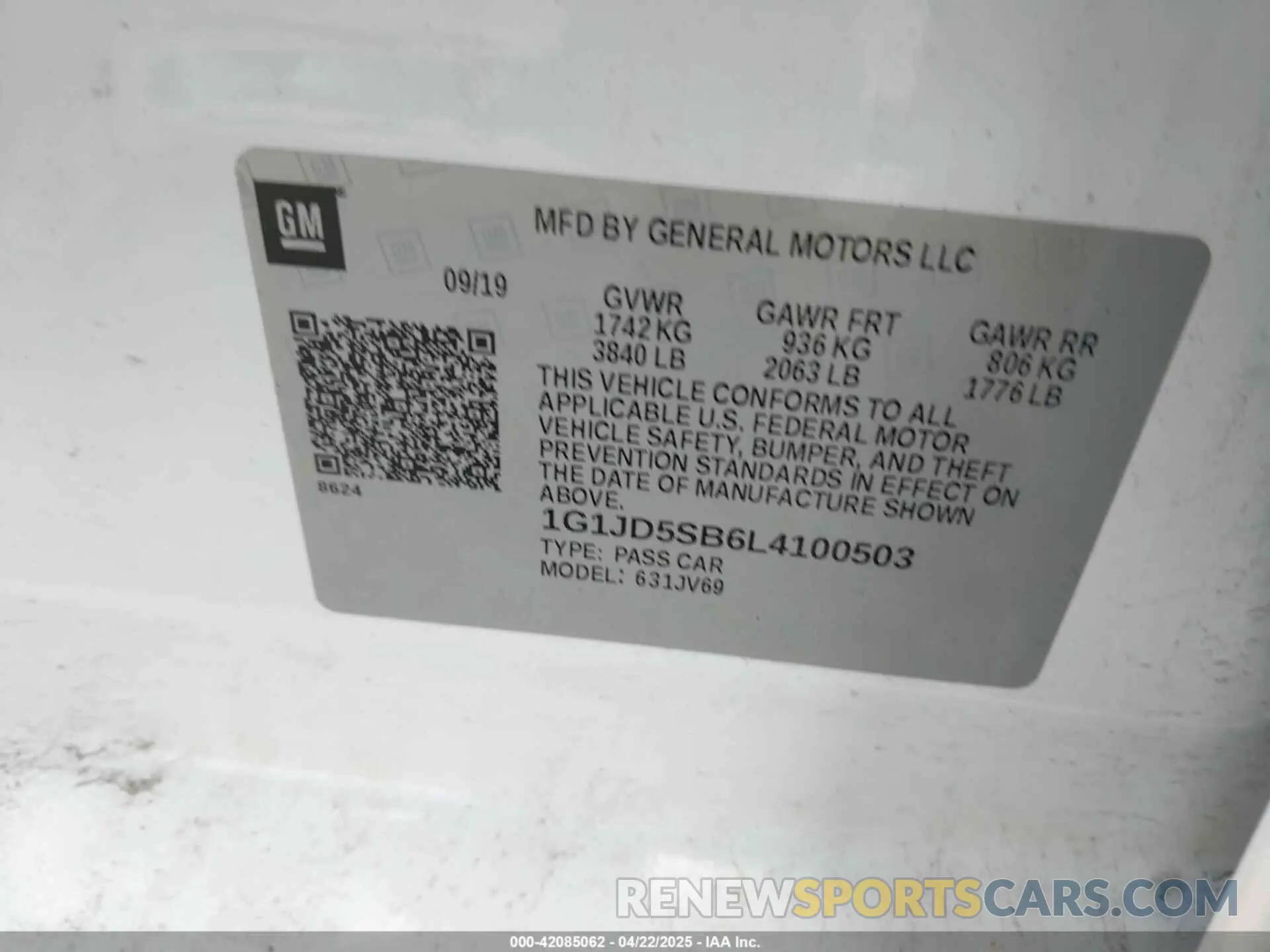 9 Фотография поврежденного автомобиля 1G1JD5SB6L4100503 CHEVROLET SONIC 2020