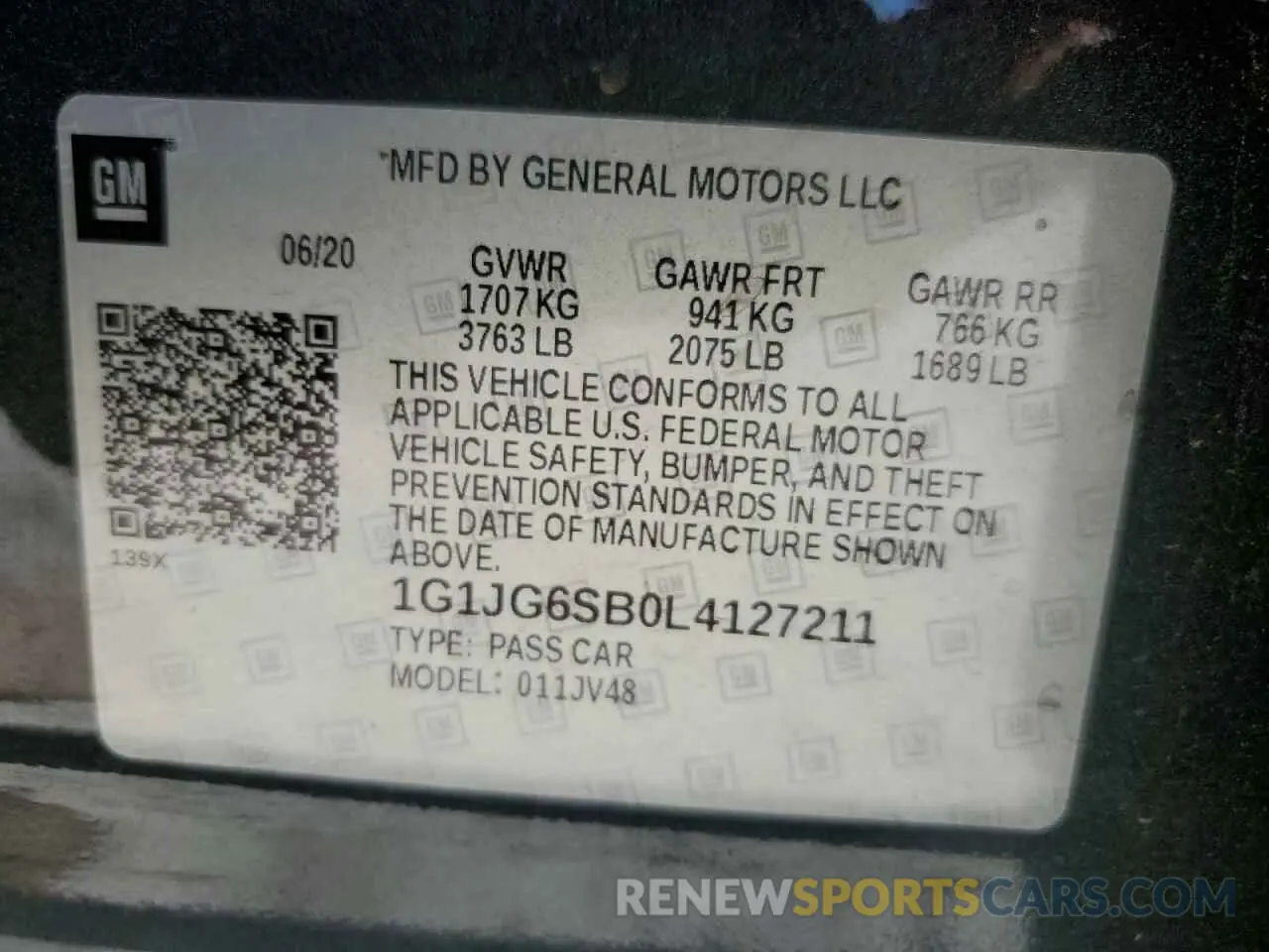 12 Фотография поврежденного автомобиля 1G1JG6SB0L4127211 CHEVROLET SONIC 2020