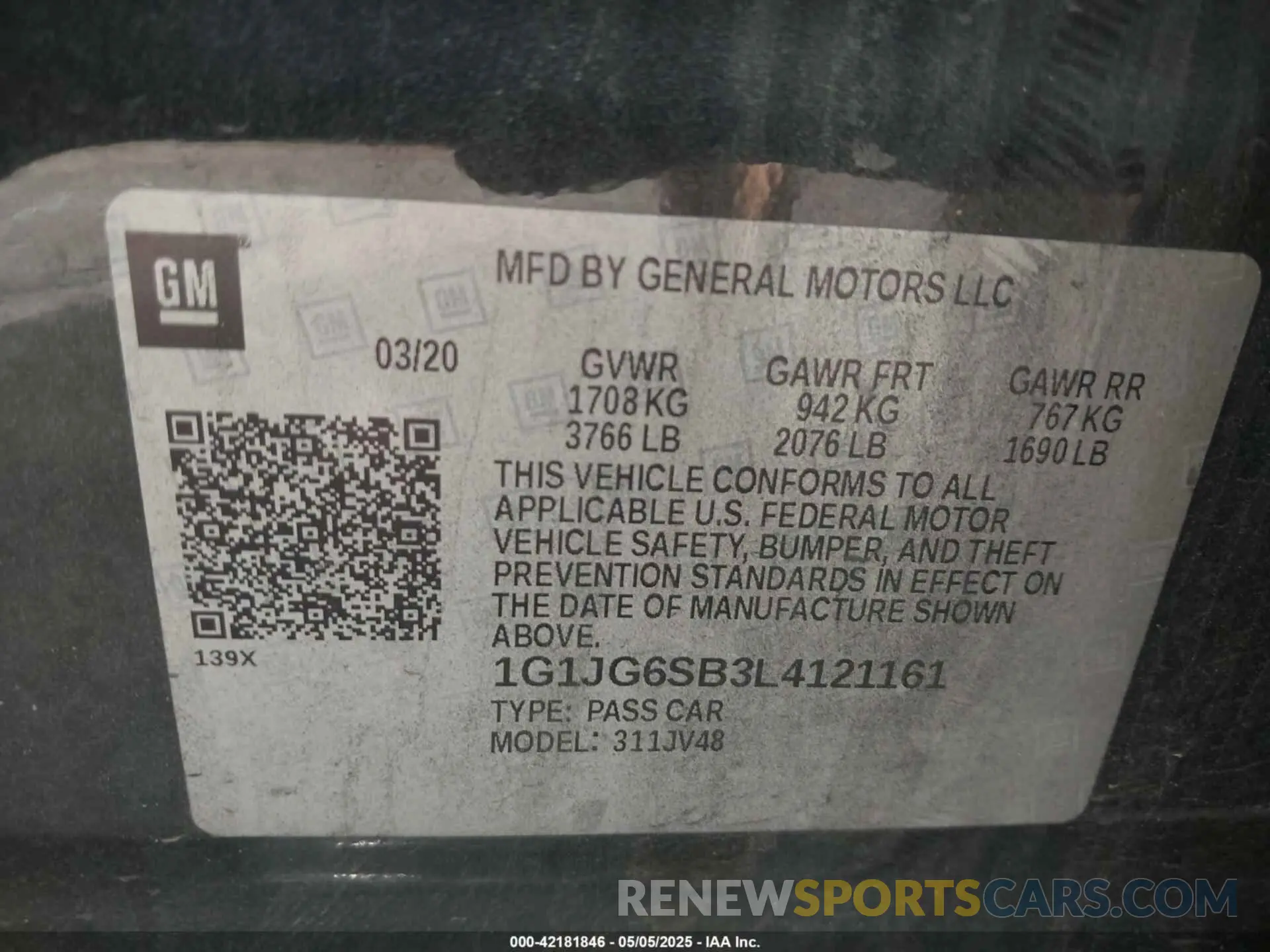 9 Фотография поврежденного автомобиля 1G1JG6SB3L4121161 CHEVROLET SONIC 2020