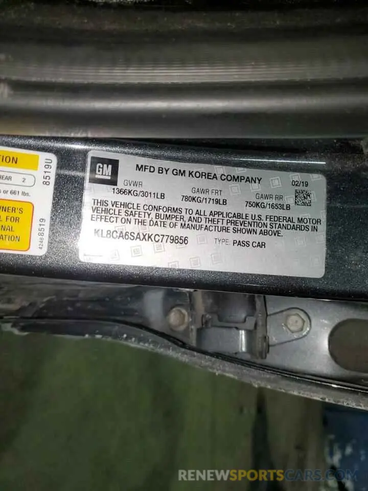 12 Photograph of a damaged car KL8CA6SAXKC779856 CHEVROLET SPARK 2019