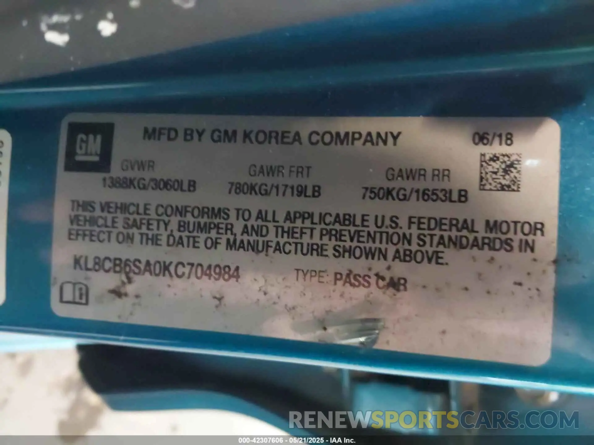 9 Photograph of a damaged car KL8CB6SA0KC704984 CHEVROLET SPARK 2019