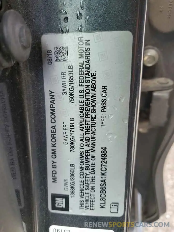 12 Photograph of a damaged car KL8CB6SA1KC724984 CHEVROLET SPARK 2019