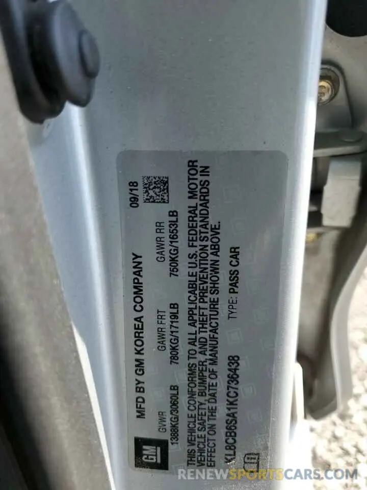 12 Фотография поврежденного автомобиля KL8CB6SA1KC736438 CHEVROLET SPARK 2019