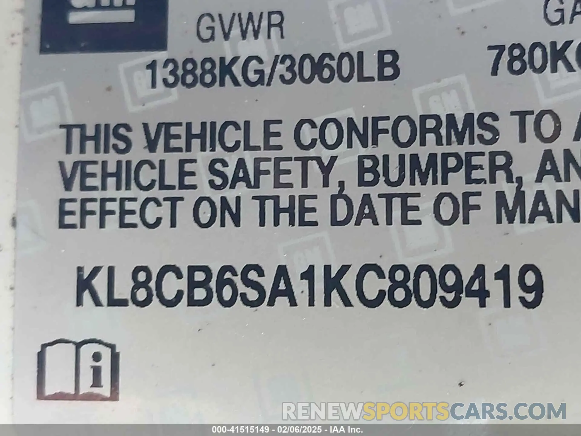 18 Photograph of a damaged car KL8CB6SA1KC809419 CHEVROLET SPARK 2019