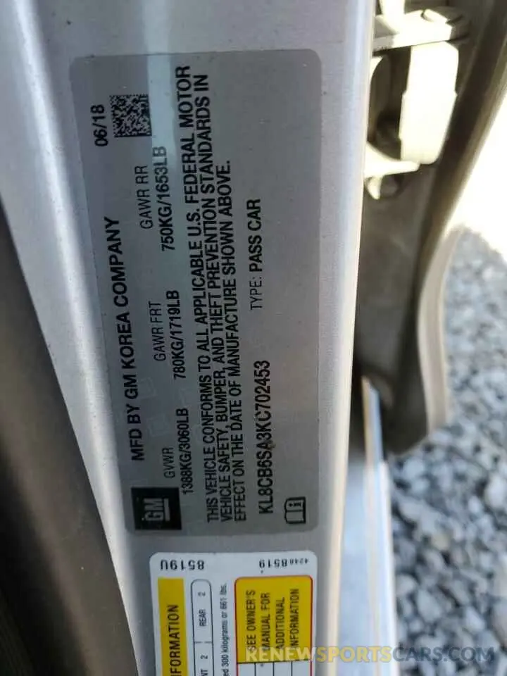 13 Photograph of a damaged car KL8CB6SA3KC702453 CHEVROLET SPARK 2019