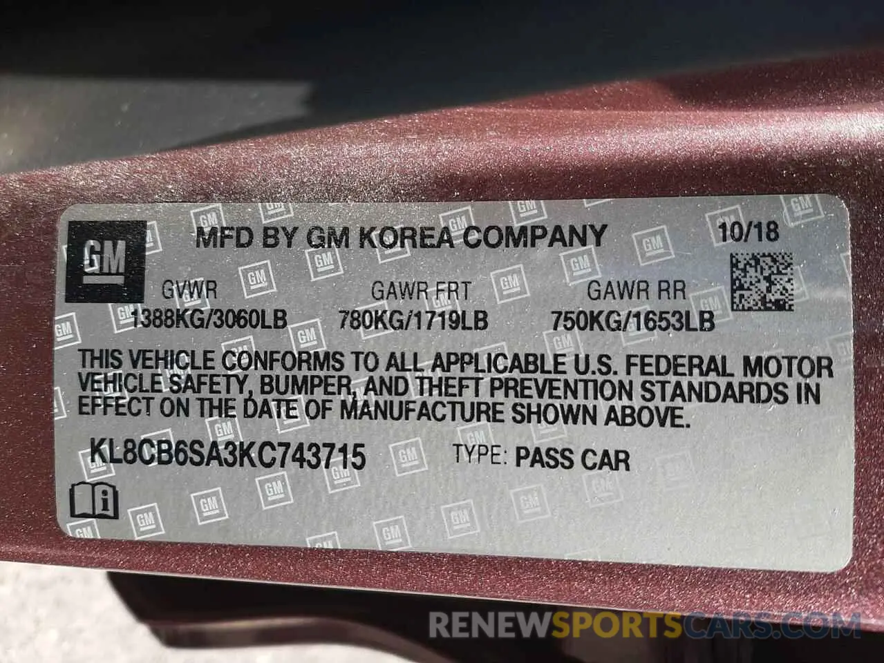 12 Фотография поврежденного автомобиля KL8CB6SA3KC743715 CHEVROLET SPARK 2019