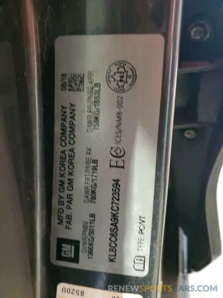 12 Фотография поврежденного автомобиля KL8CC6SA9KC723594 CHEVROLET SPARK 2019