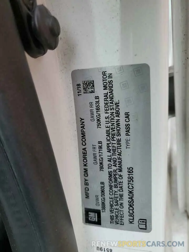 12 Photograph of a damaged car KL8CD6SA0KC758165 CHEVROLET SPARK 2019