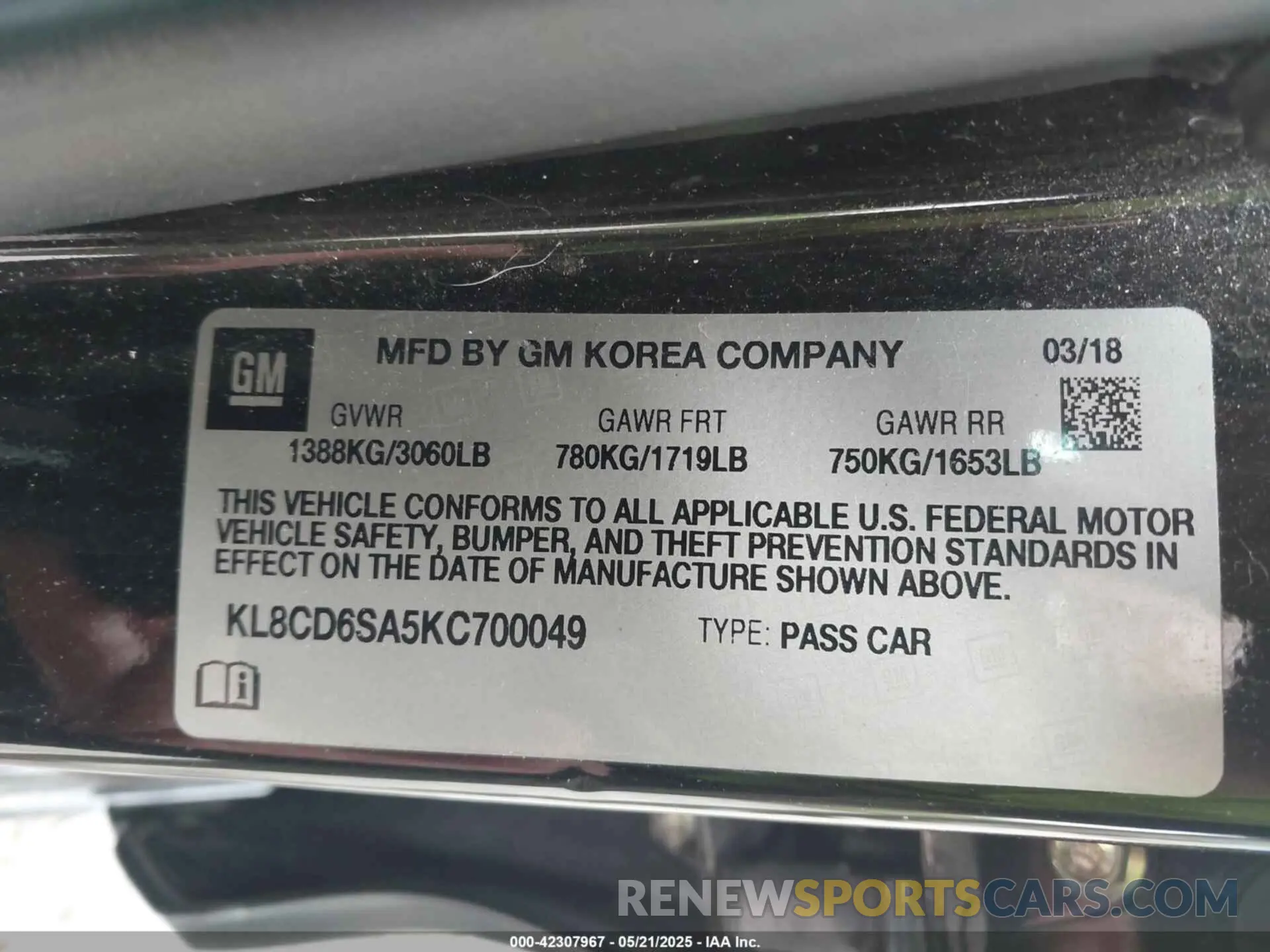 9 Фотография поврежденного автомобиля KL8CD6SA5KC700049 CHEVROLET SPARK 2019