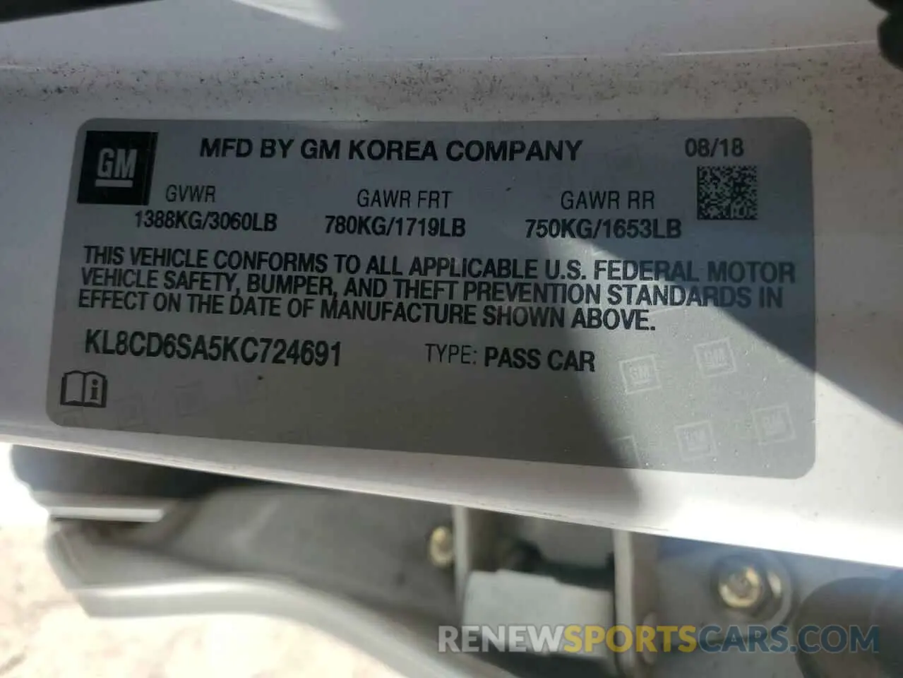 15 Photograph of a damaged car KL8CD6SA5KC724691 CHEVROLET SPARK 2019