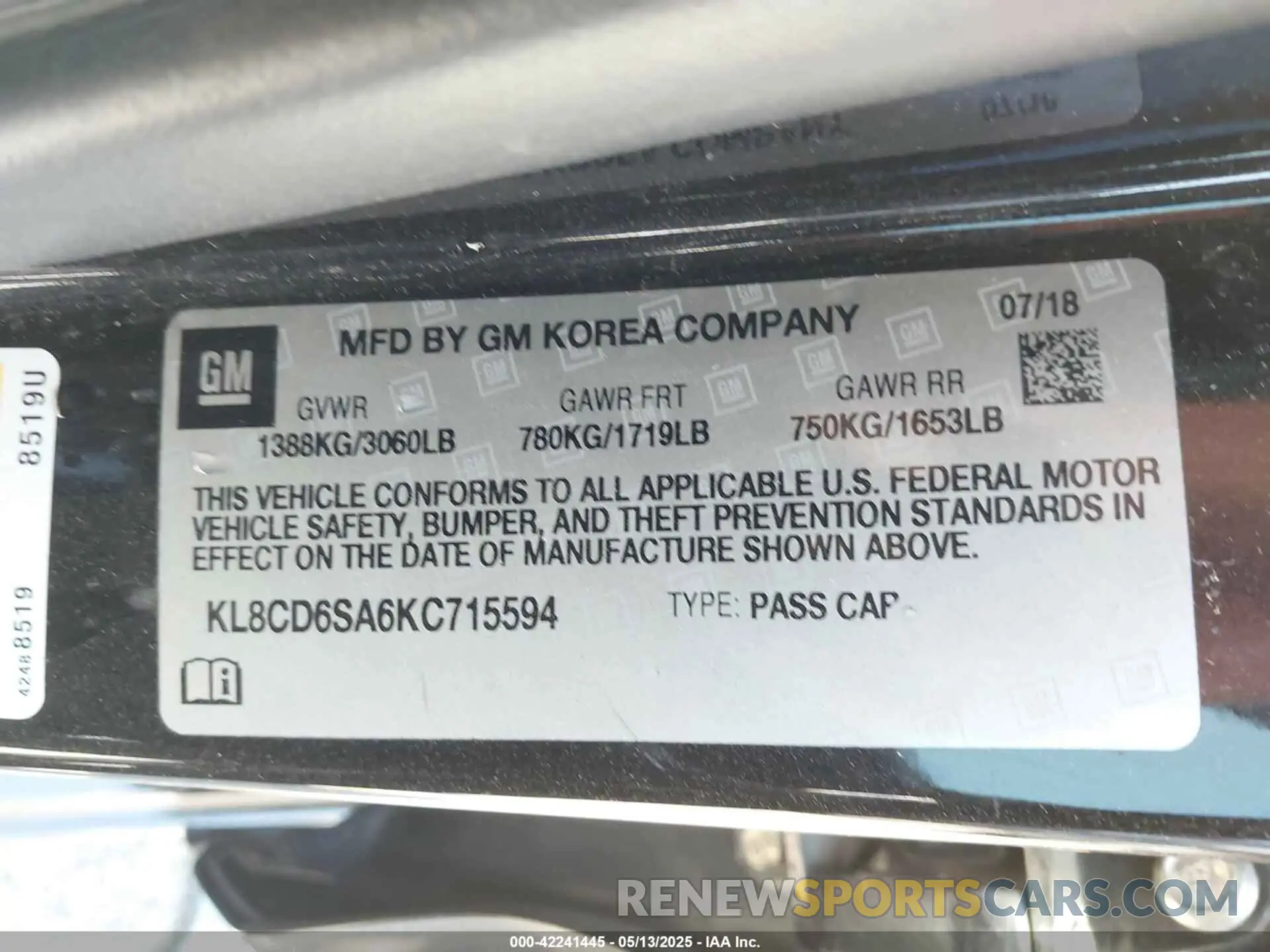 9 Photograph of a damaged car KL8CD6SA6KC715594 CHEVROLET SPARK 2019