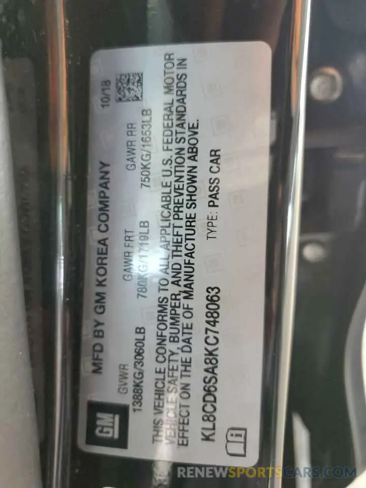 12 Фотография поврежденного автомобиля KL8CD6SA8KC748063 CHEVROLET SPARK 2019
