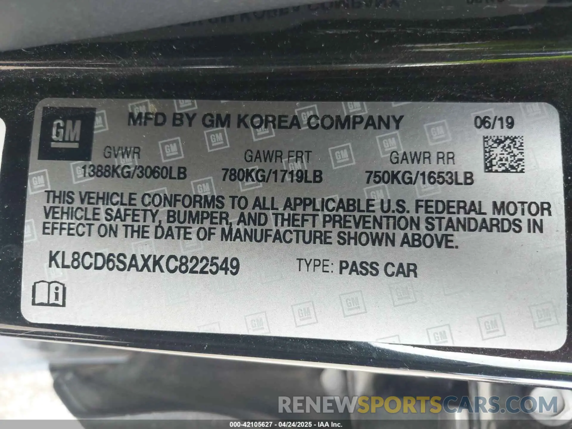 9 Photograph of a damaged car KL8CD6SAXKC822549 CHEVROLET SPARK 2019