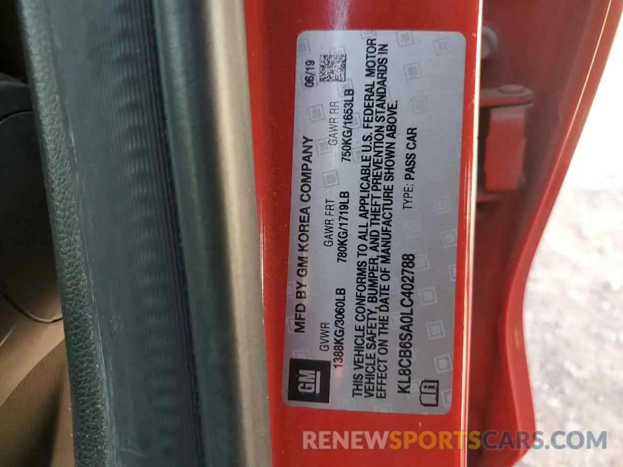 12 Photograph of a damaged car KL8CB6SA0LC402788 CHEVROLET SPARK 2020