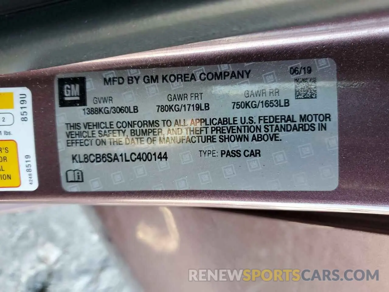 12 Фотография поврежденного автомобиля KL8CB6SA1LC400144 CHEVROLET SPARK 2020