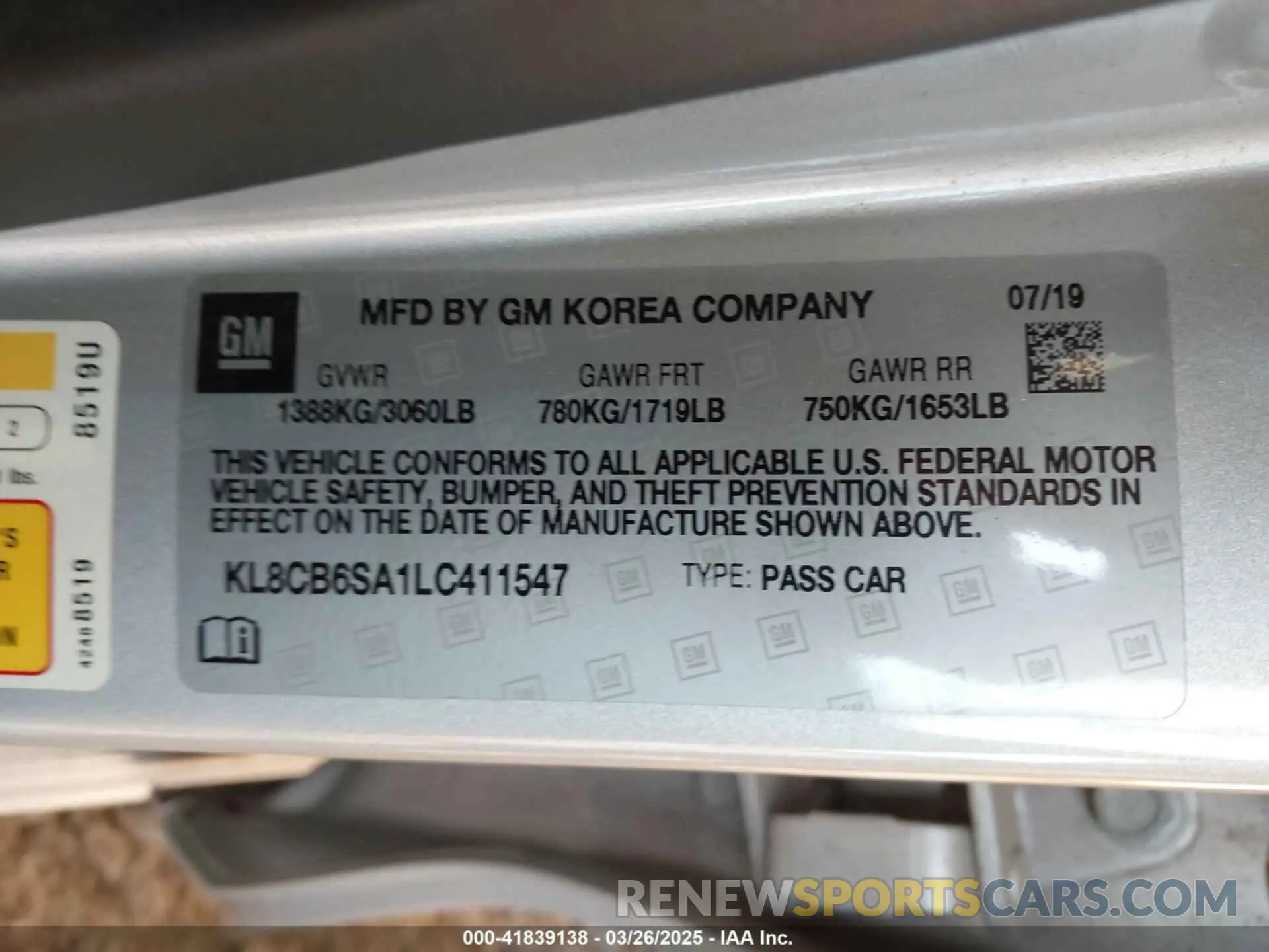 9 Фотография поврежденного автомобиля KL8CB6SA1LC411547 CHEVROLET SPARK 2020