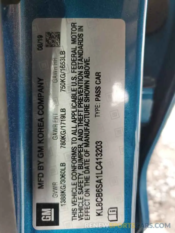12 Photograph of a damaged car KL8CB6SA1LC413203 CHEVROLET SPARK 2020