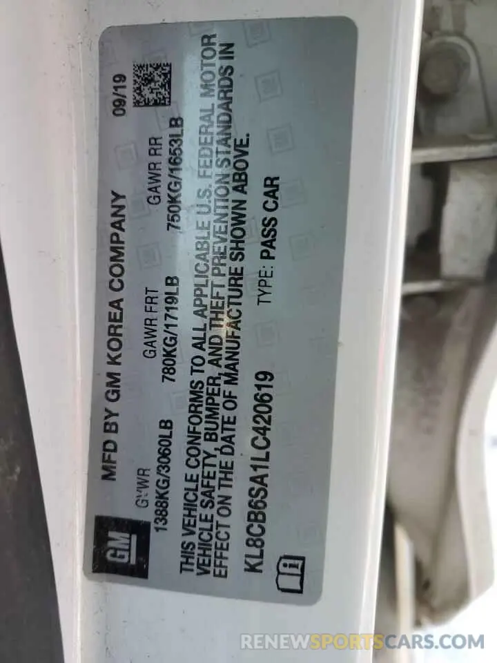 12 Фотография поврежденного автомобиля KL8CB6SA1LC420619 CHEVROLET SPARK 2020