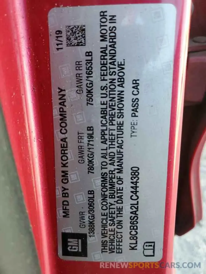 14 Фотография поврежденного автомобиля KL8CB6SA2LC444380 CHEVROLET SPARK 2020