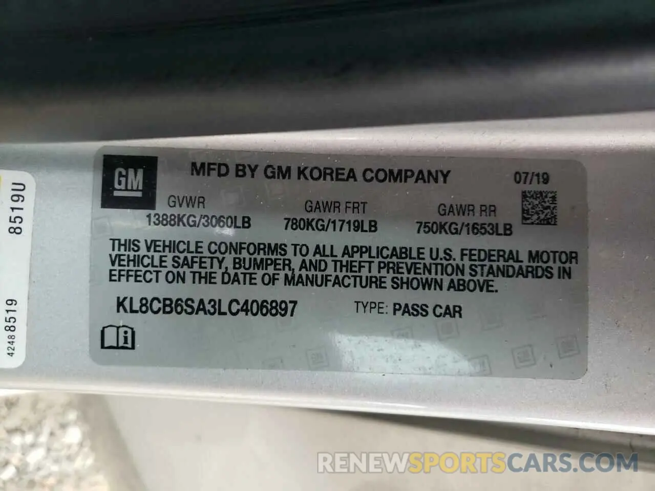 15 Фотография поврежденного автомобиля KL8CB6SA3LC406897 CHEVROLET SPARK 2020
