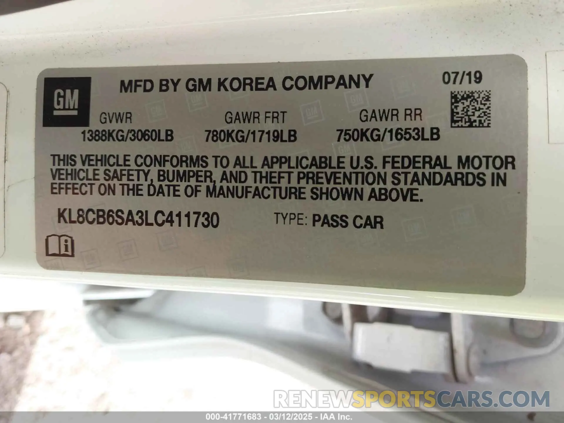 9 Фотография поврежденного автомобиля KL8CB6SA3LC411730 CHEVROLET SPARK 2020
