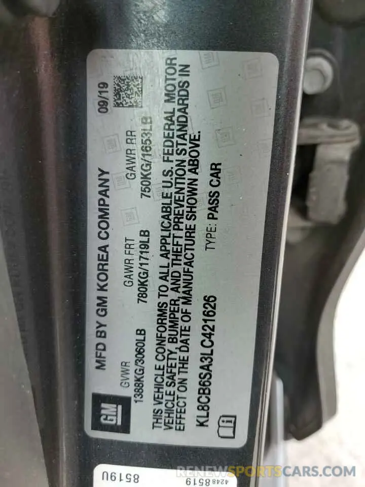 13 Photograph of a damaged car KL8CB6SA3LC421626 CHEVROLET SPARK 2020
