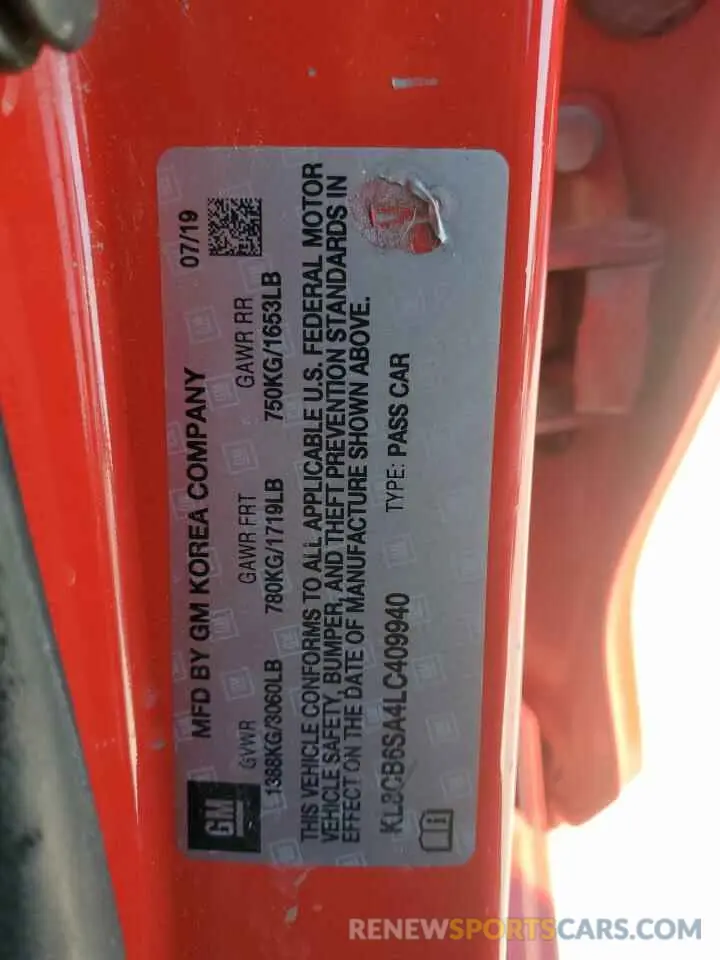 12 Фотография поврежденного автомобиля KL8CB6SA4LC409940 CHEVROLET SPARK 2020
