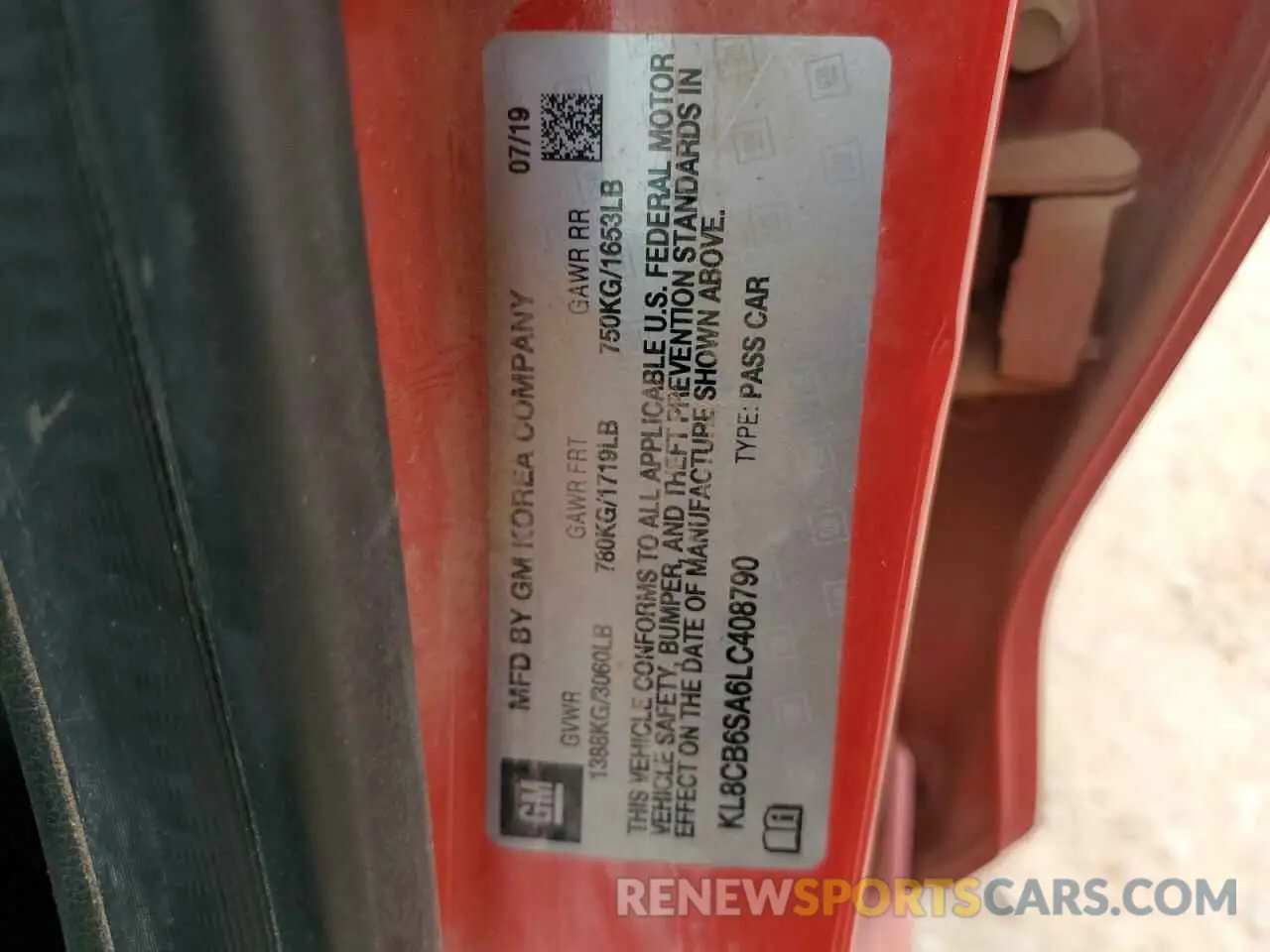 12 Photograph of a damaged car KL8CB6SA6LC408790 CHEVROLET SPARK 2020