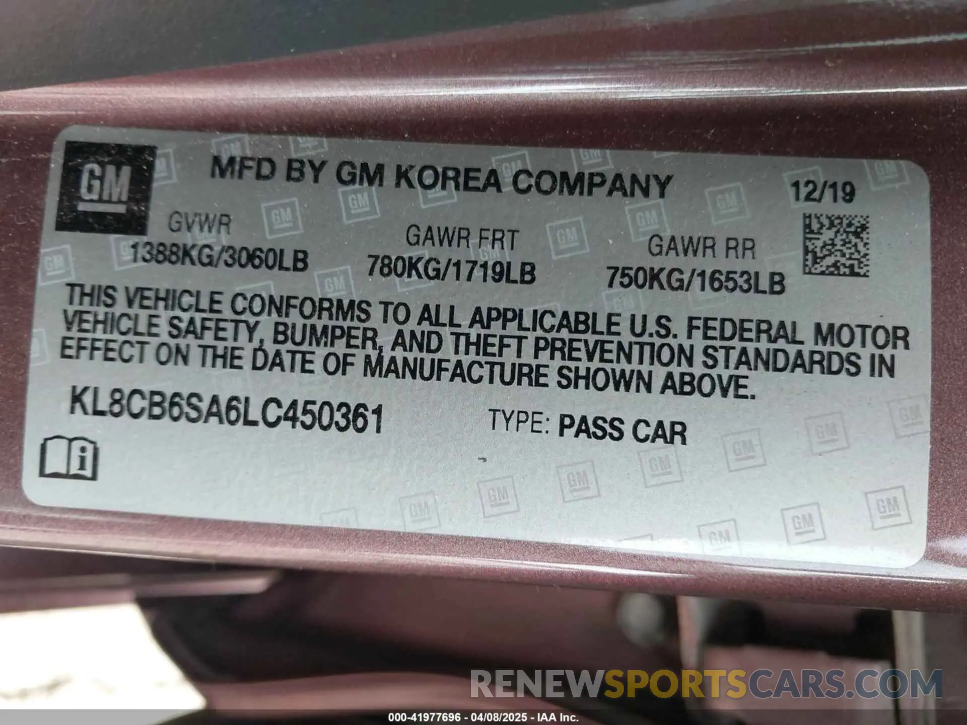 9 Photograph of a damaged car KL8CB6SA6LC450361 CHEVROLET SPARK 2020