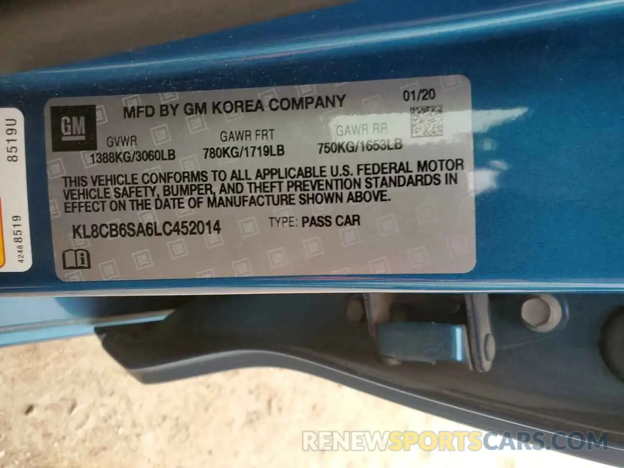 12 Photograph of a damaged car KL8CB6SA6LC452014 CHEVROLET SPARK 2020