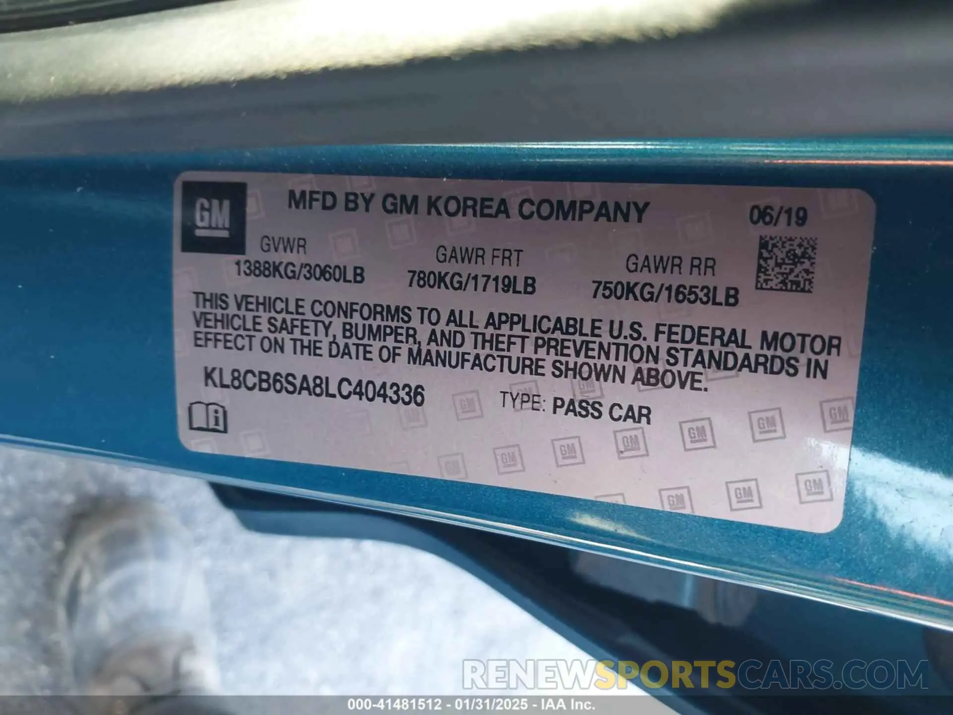 9 Фотография поврежденного автомобиля KL8CB6SA8LC404336 CHEVROLET SPARK 2020