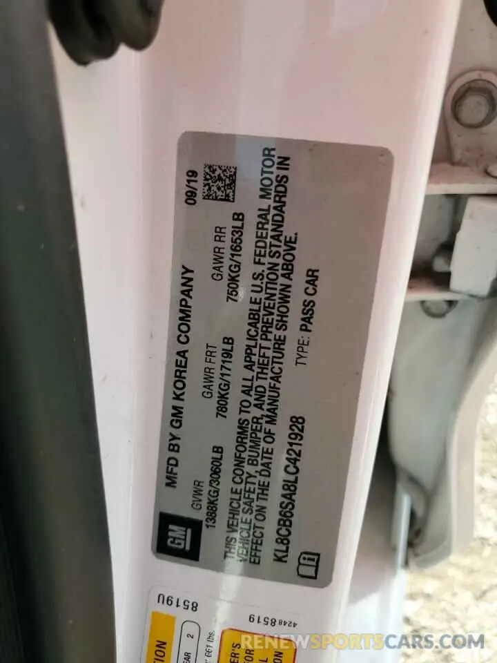 12 Фотография поврежденного автомобиля KL8CB6SA8LC421928 CHEVROLET SPARK 2020