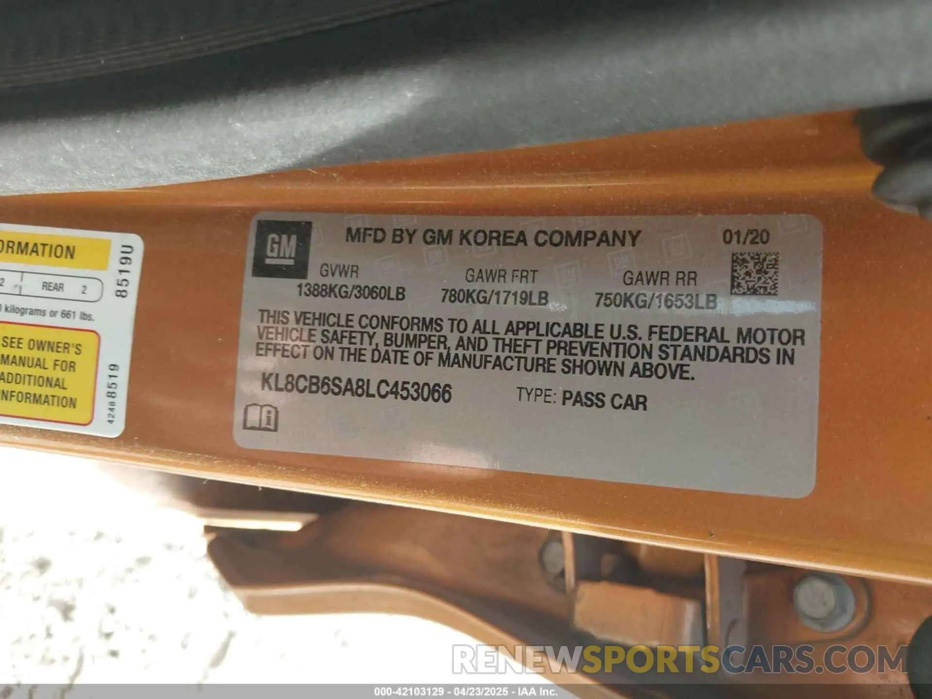 9 Фотография поврежденного автомобиля KL8CB6SA8LC453066 CHEVROLET SPARK 2020