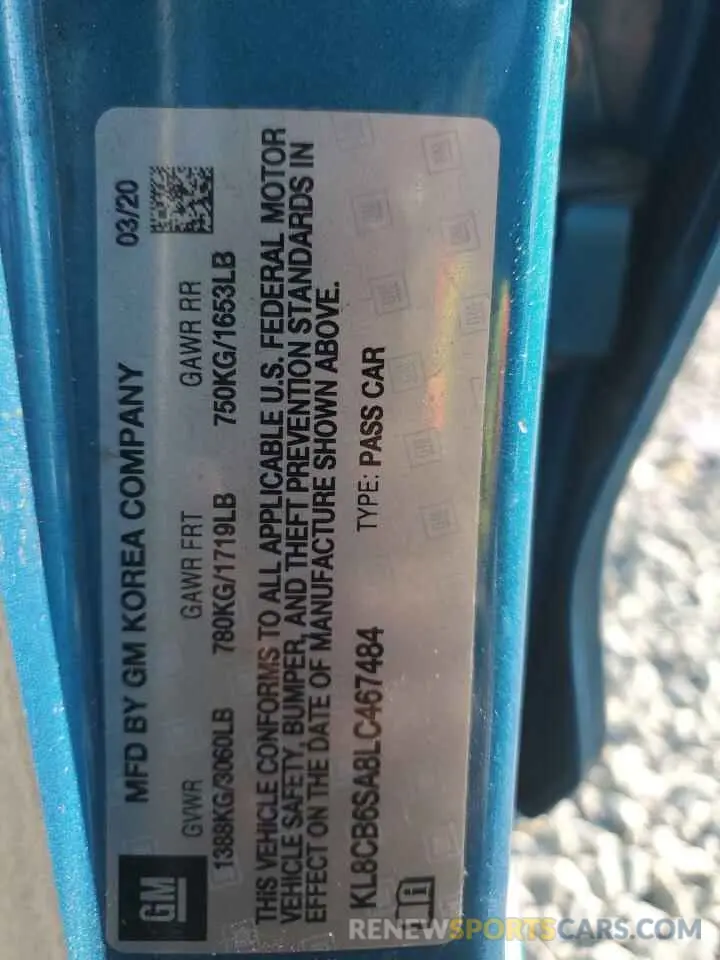 13 Фотография поврежденного автомобиля KL8CB6SA8LC467484 CHEVROLET SPARK 2020