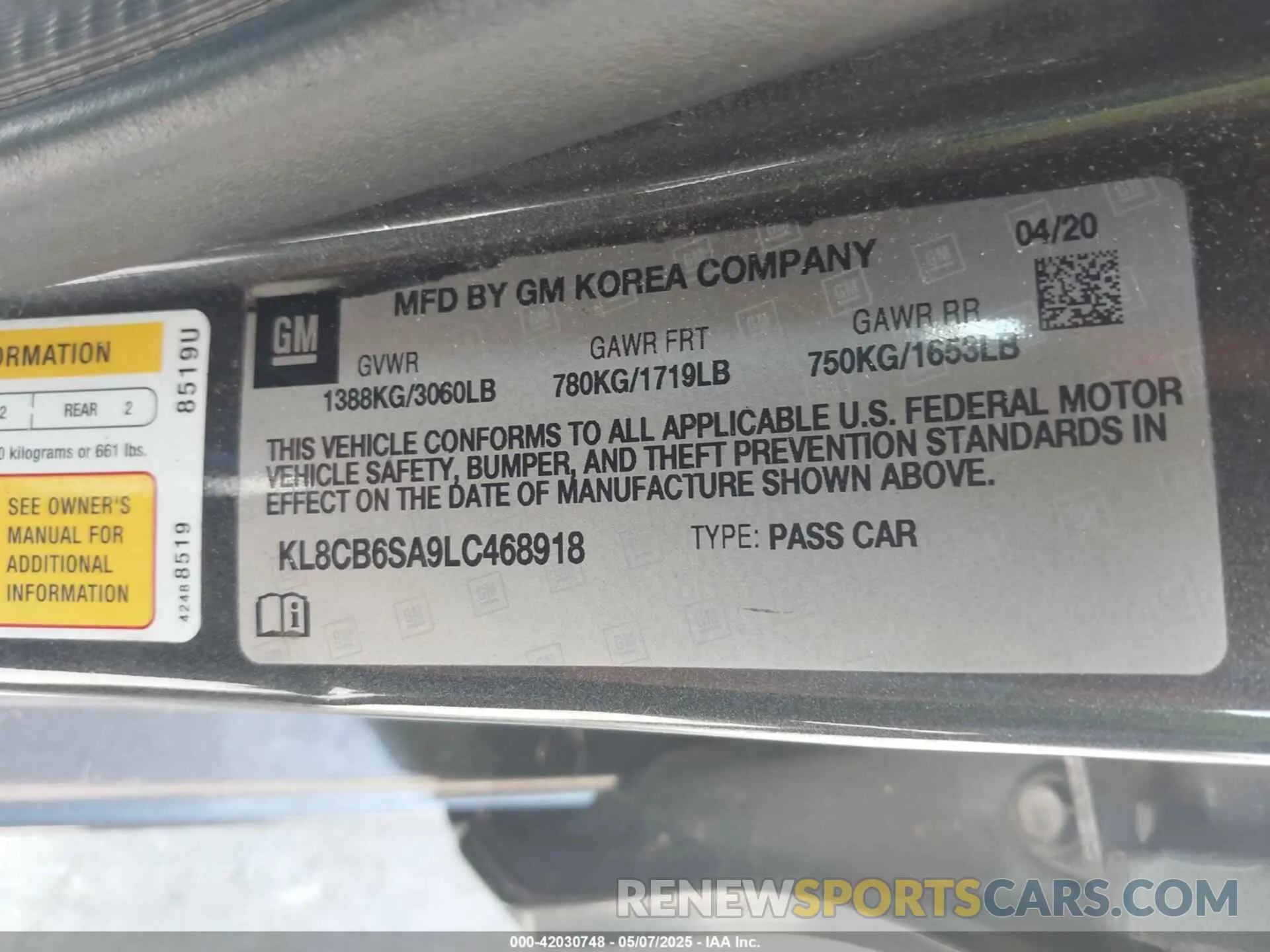 9 Фотография поврежденного автомобиля KL8CB6SA9LC468918 CHEVROLET SPARK 2020