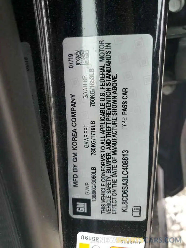13 Фотография поврежденного автомобиля KL8CD6SA3LC408613 CHEVROLET SPARK 2020