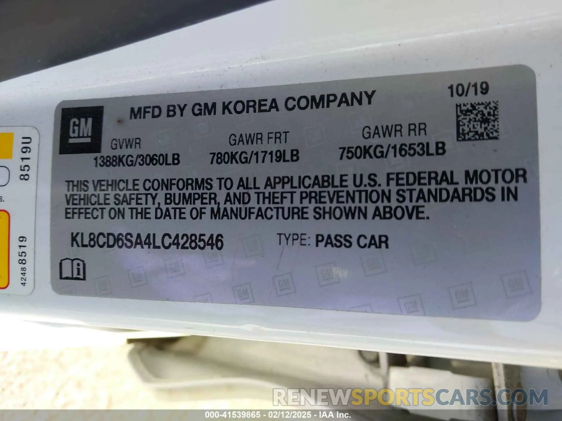 9 Photograph of a damaged car KL8CD6SA4LC428546 CHEVROLET SPARK 2020