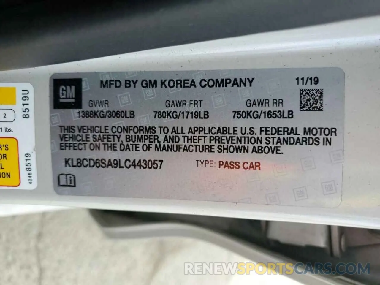 13 Фотография поврежденного автомобиля KL8CD6SA9LC443057 CHEVROLET SPARK 2020