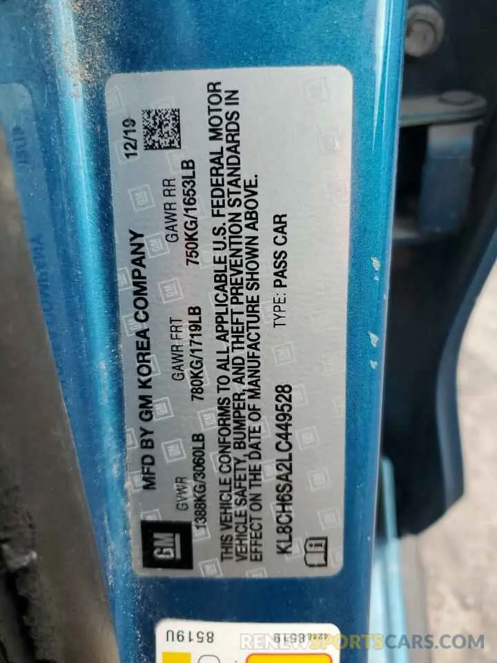 13 Фотография поврежденного автомобиля KL8CH6SA2LC449528 CHEVROLET SPARK 2020