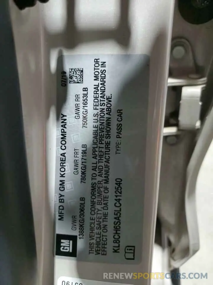 12 Фотография поврежденного автомобиля KL8CH6SA5LC412540 CHEVROLET SPARK 2020