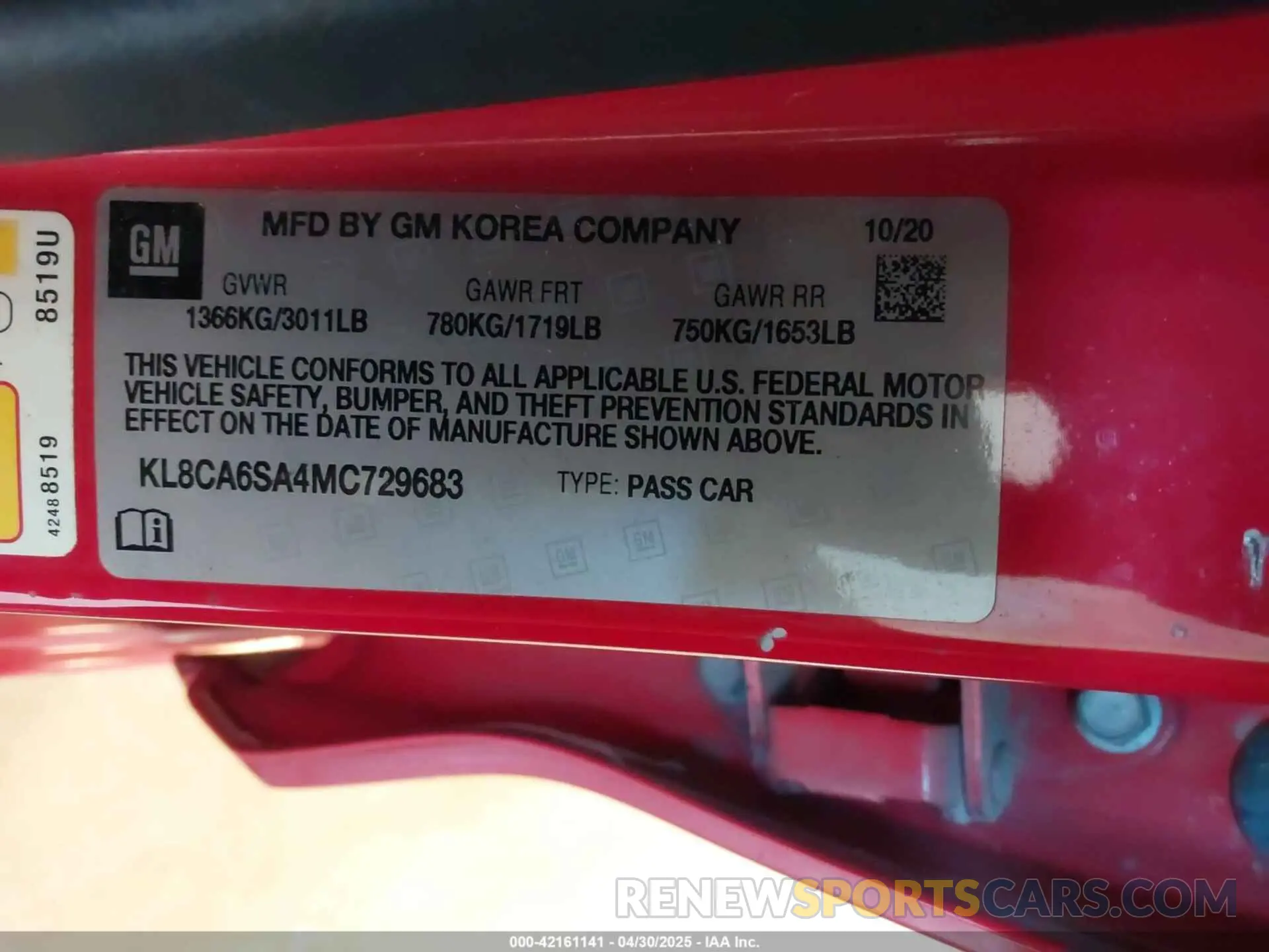 9 Photograph of a damaged car KL8CA6SA4MC729683 CHEVROLET SPARK 2021