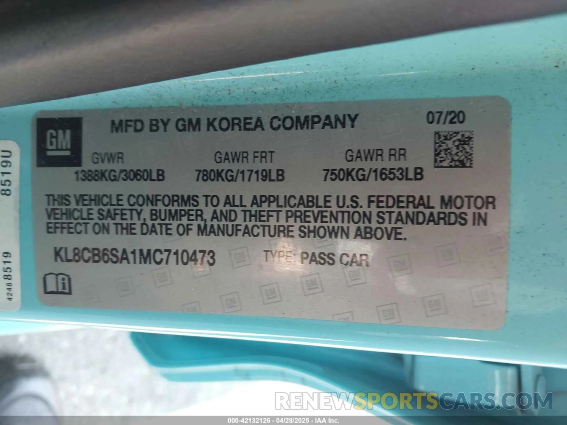 9 Photograph of a damaged car KL8CB6SA1MC710473 CHEVROLET SPARK 2021